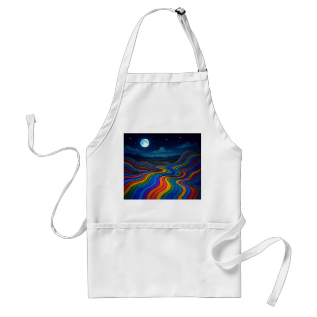 Delantal Surreal Dreamscape Moonlight Rainbow Land (Frente)