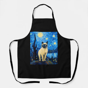 Delantal Surreal Starry Night Siamese Cat