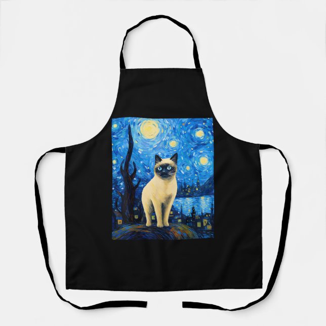Delantal Surreal Starry Night Siamese Cat (Anverso)