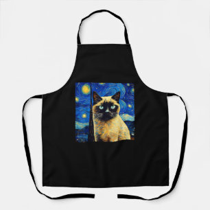 Delantal Surreal Starry Night Siamese Cat_1