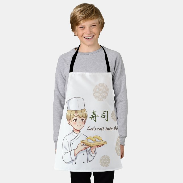 Delantal Sushi Birthday Party Invitation with Cute Anime  (Gastado)