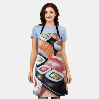 Delantal Sushi colorido en Plata Negra