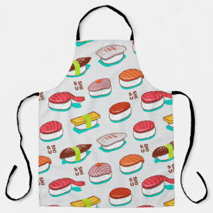 Delantal Sushi de nigiri de época, patrón de doodle