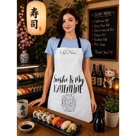 Delantal Sushi Es Mi San Valentín , sushi