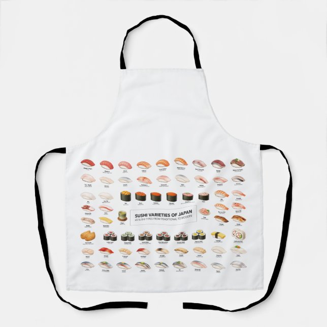 Delantal Sushi Guide Apron – Japanese Food Chart (Anverso)