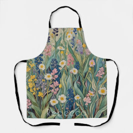 Delantal Susurros de pradera: Flores silvestres pasteles