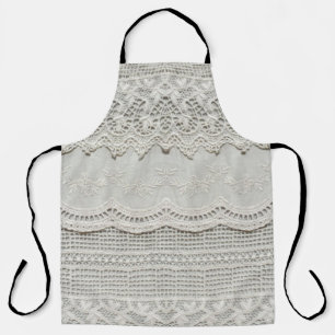Delantal Sutil encaje blanco, cierre textil.