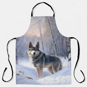 Delantal Swedish Vallhund Deja que nieve Navidad