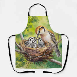 Delantal Sweet bird nest painting
