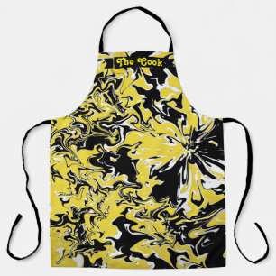 Delantal Swirls de negro, blanco y amarillo