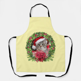 Delantal Tabby Christmas Wreath Apron