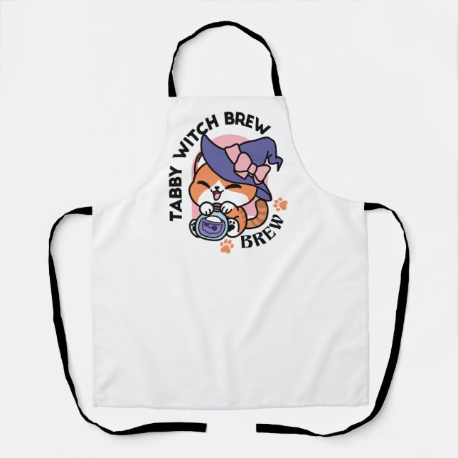 Delantal Tabby Witch Brew – Diseño de gato lindo de Hallowe (Anverso)