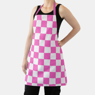 Delantal Tablero de ajedrez rosa visual clásico