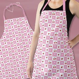 Delantal Tablero rosa con Apron de flores y cerezo