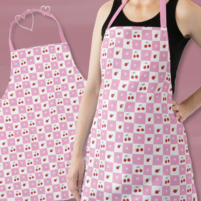 Delantal Tablero rosa con Apron de flores y cerezo (Spring pink and white apron .)
