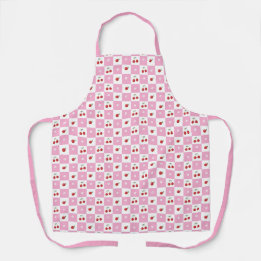 Delantal Tablero rosa con Apron de flores y cerezo