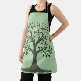 Delantal 🌳 Tablier de Cuisine Arbre de Vie Vert Pâle