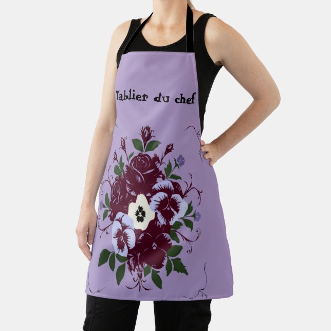 Delantal Tablier imprimé intégral Bouquet de Violettes (in situ)