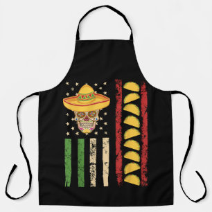 Delantal Taco de cráneo de azúcar de la bandera mexicana de
