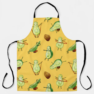 Delantal Taller de aguacate: Patrón de acuarela divertida