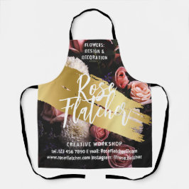 Delantal Taller de Flores Oro Negro