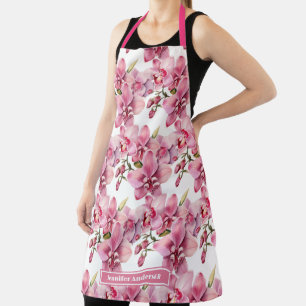 Delantal Tamaño Grande Orquídea Floral Rosa Femenina 