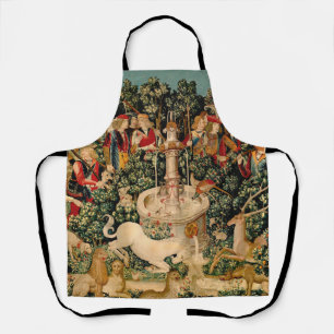 Delantal Tapices de Unicornio Medieval Impreso: Met Cloiste