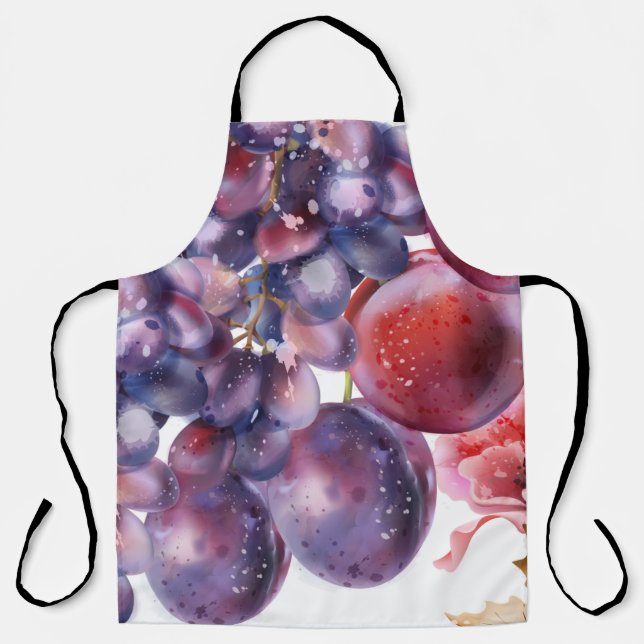 Delantal Tarjeta de acuarela de uvas (Anverso)