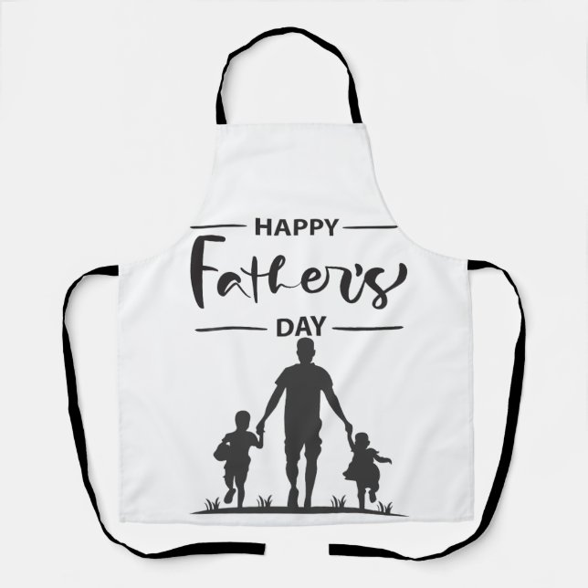 Delantal Tarjeta moderna del día del padre de la silueta bl (Anverso)
