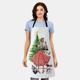 Delantal Tarjeta navideña vintage Lady de 1950