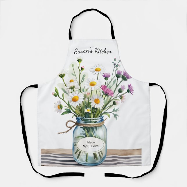 Delantal Tarros de Mason con Flores Silvestres (Anverso)