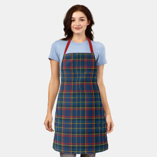 Delantal Tartan escocés a cuadros en rojo cereza y azul rea