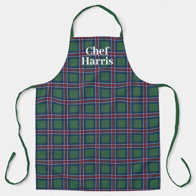 Delantal Tartan pattern kitchen apron for men and women (Anverso)