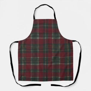 Delantal Tartan Plaid Clásico de Rojo Intenso y Verde Bosqu