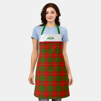Delantal Tartan Plaid Rojo Verde Rústico Con Nombre