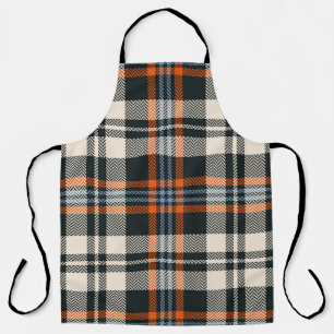 Delantal Tartán plancha patrón otoño en negro, naranja, azu