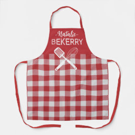 Delantal Tartan rojo clásico personalizado de Bekerry