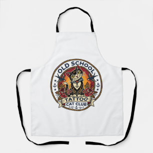 Delantal Tatuaje de escuela antigua gato gatito lindo diseñ
