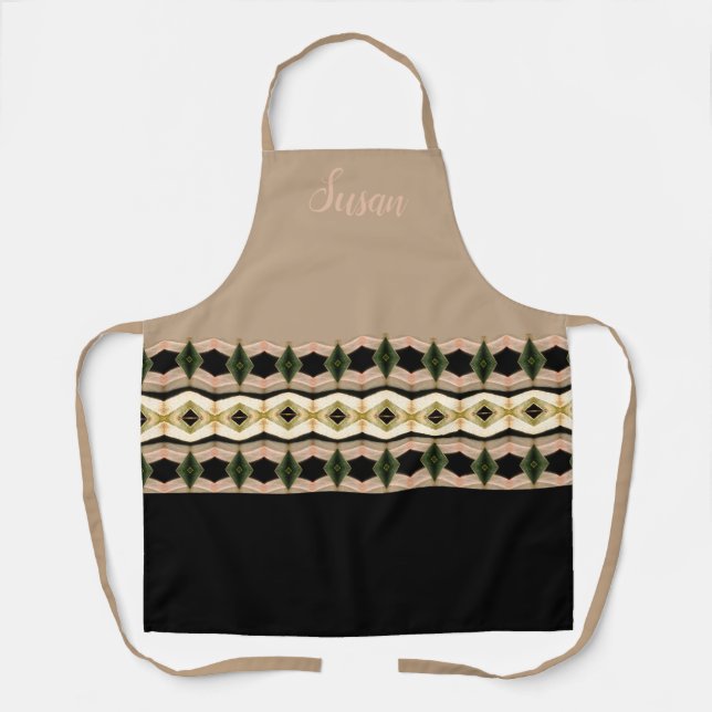 Delantal Taupe Rosy Rosa Y Negro (Anverso)