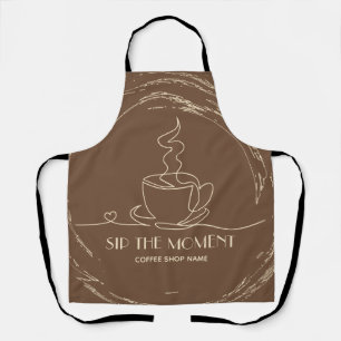 Delantal Taza de café con arte de línea personalizada Cafet