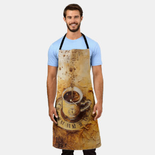 Delantal Taza de café en reloj