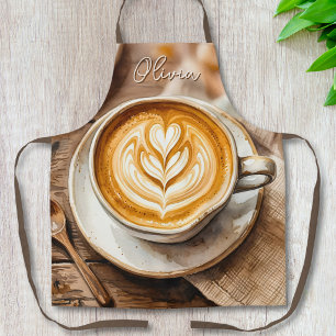 Delantal Taza de Espresso con Funda de Acuarela Arte Latte