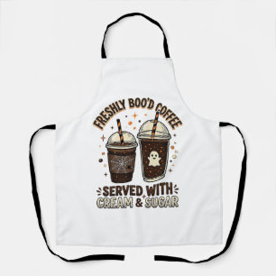 Delantal Taza de fantasma de Halloween de café recién hecho