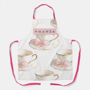 Delantal Taza de té con patrón de coqueta elegante personal