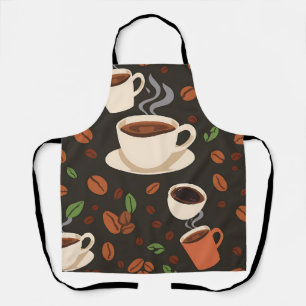 Delantal Tazas de café granos patrón de mañana