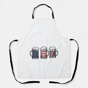 Delantal Tazas de cerveza patrióticas Diseño de camiseta ve