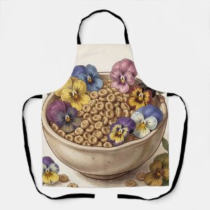 Delantal Tazón de cereal con flores de pensamiento capricho