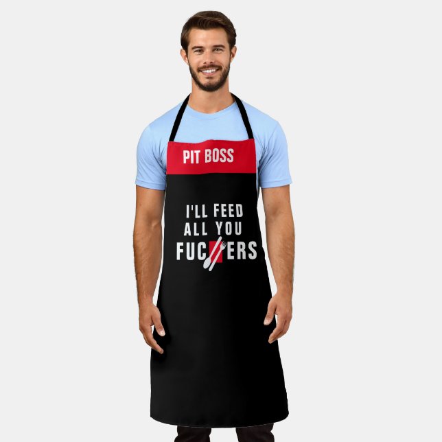 Delantal "Te alimentaré" Aprons, Funny Chef Attitude Grill (Gastado)