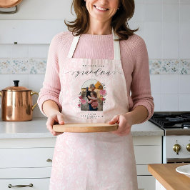 Delantal Te Ama Abuela Floral Foto Keepsake Rosa