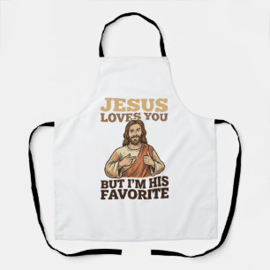Delantal Te Ama Jesús Diseño de Camiseta de Fe Divertida Vi